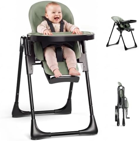 3 in 1 Portable High Chairs for Babies and Toddlers, Sage Green by Todecare
