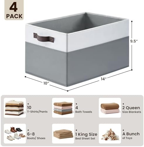 4 Pack Large Closet Storage Baskets Bins - Image 2