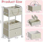 Cidaziya 2In1 Baby Diaper Caddy Organizer and Storage, 3 Tier Rolling Cart - Image 2