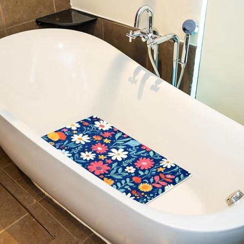 Bathtub Mat Non Slip 26.8x15.1In, Wildflowers Bath Mat - Image 5