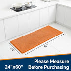 Chenille Bathroom Runner Rug 24"x60" Orange, Plush Bath Mat - Image 2
