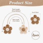 2 Pack Boho Curtain Tiebacks, Adjustable Linen Cotton Flower Holdbacks - Image 6