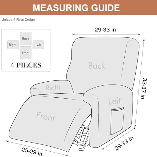 Recliner Chair Covers 4-Pieces Recliner Slipcovers Lazy Boy Chair Covers - Image 5