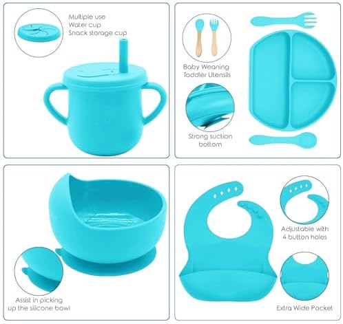 100% Silicone baby feeding set, BPA free Baby dishes set - Image 4