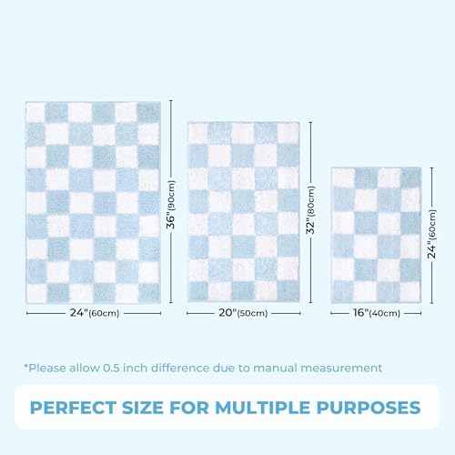 GRANNY SAYS Checkered Blue Bathroom Rug, Cute Bath Mat - Image 2