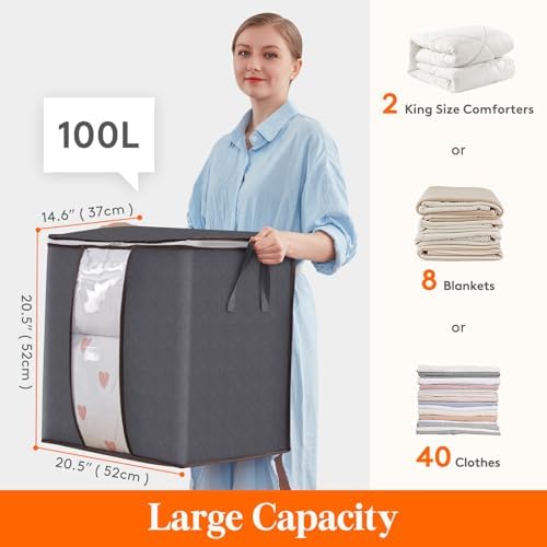 Lifewit 6 Pack 100L Clothes Storage Bins - Image 2