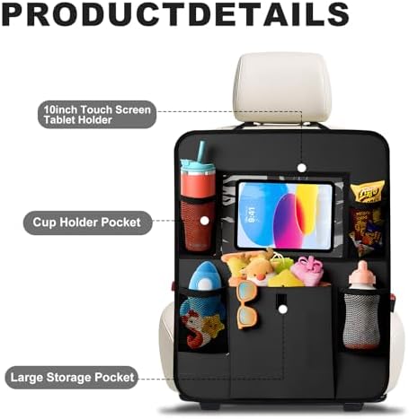 Car Backseat Organizer with Tablet Holder, 6 Storage Pockets Seat Back - Image 7