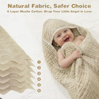 Muslin Hooded Baby Towels 2 Pack, 100% Cotton Baby Bath Towels - Image 6