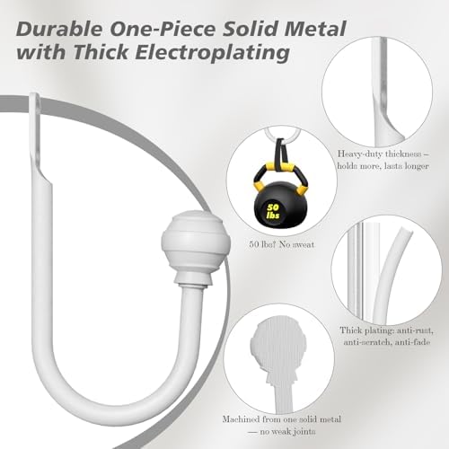 Hion Curtain Holdbacks White 6pcs, Curtain Tiebacks Wall Mounted Hooks - Image 3