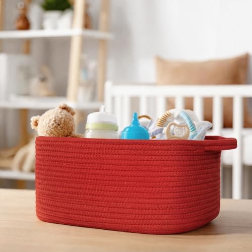 Cute Red Gift Basket, Woven Baskets - Image 6
