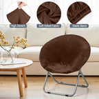 Velvet Stretch Saucer Chair Cover, Round Moon Chair Cover - Image 4
