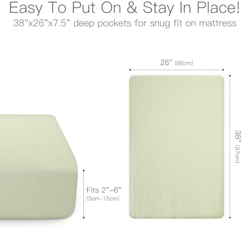 Organic Pack and Play Sheets Fitted 38”x26” 100% Muslin Cotton, Mini Crib - Image 6