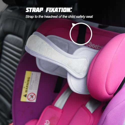 Car Seat Head Support Strap Adjustable Mesh Neck Relief Band Gray - Image 2
