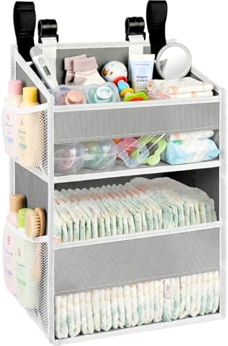 Hanging Diaper Organizer, 2 Tier Hanging Diaper Caddy, Holds 90+ Diapers by Ofiray-home