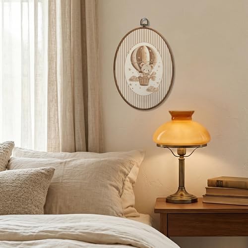 SONMYSULIL Bear Hot Air Balloon Nursery Wall Art Decor, Kids Room Oval Wall - Image 2
