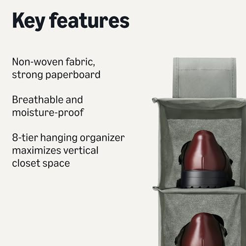 Amazon Basics 8-Tier Hanging Closet Shelf Shoe Organizer, Space Saving Storage - Image 3