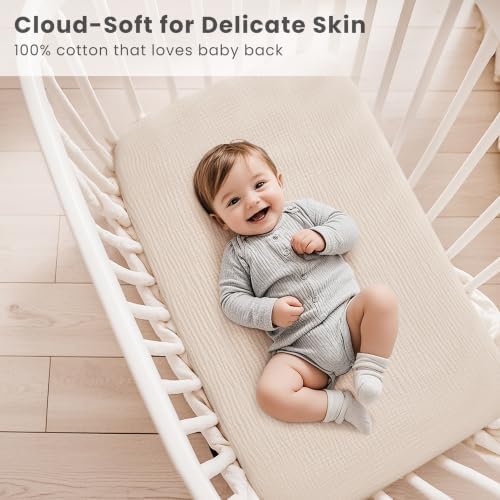 Konssy 2 Pack Muslin Bassinet Sheets - Image 4