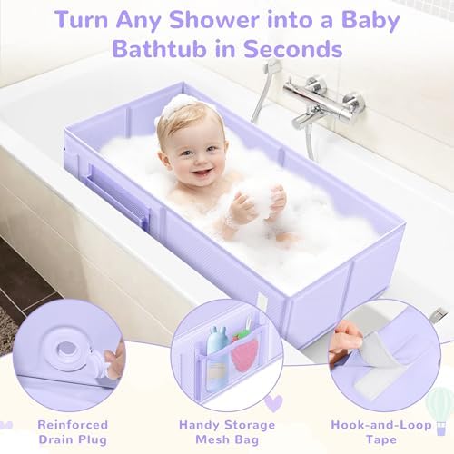 Collapsible Baby Bathtub, Foldable Toddler Bath Tub - Image 5