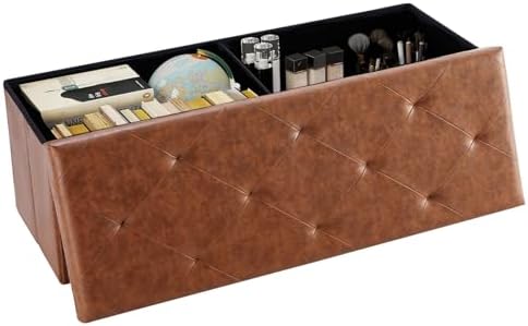 DUMOS 43 Inch Folding Storage Ottoman Bench, Large Ottoman by DumosLifestyle