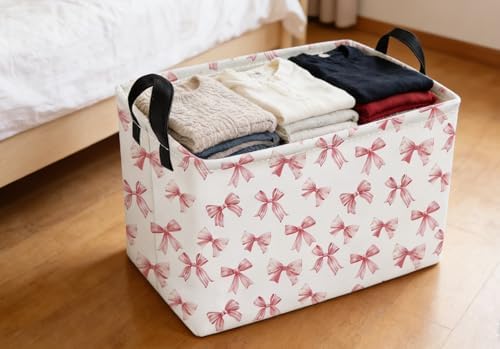 Essme Rectangular Pink Baskets, Girls Storage Box, Cute Basket - Image 7