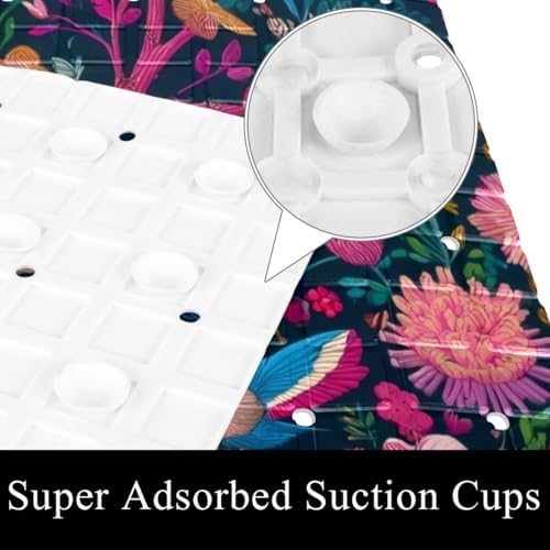 Shower Mat Non Slip 26.8 x 15.1 Inches, Deer Flower Birds Bathtub Mat Shower - Image 3