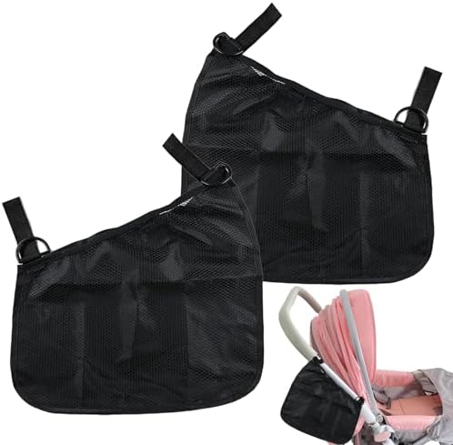 2PCS Universal Side Sling Stroller Cargo Net, Portable Storage Mesh Bag by Mingxiong
