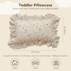 BuLuTu Muslin Small Pillowcase for Toddlers, Flower Rabbit Print - Image 2