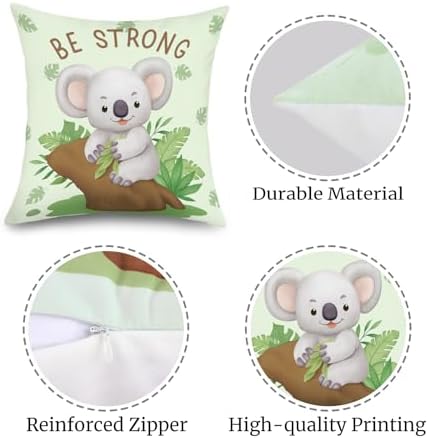 18x18 Set of 4 Baby Cartoon Animals Throw Pillow Cushion Covers - Image 6