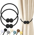 Hion Magnetic Curtain Tiebacks Black 2pcs, Curtain Holdbacks Hooks Holders by Hion