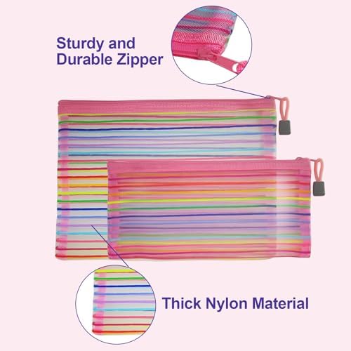 Mesh Bags with Zipper, Nylon Makeup Bag Cosmetic Pouches Travel Organizer Case - Image 4