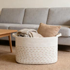96L Woven Laundry Basket with Handles, Extra Blanket Basket - Image 4