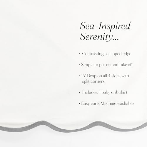 Lush Decor Coastal Chic Scalloped Edge Baby Crib Skirt Single 28" W x 52" L + - Image 6
