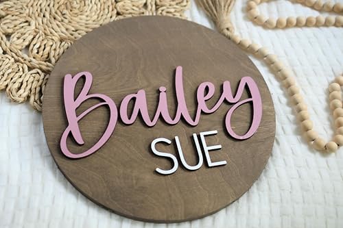 Custom Round Nursery Name Sign, Personalized 3D Baby Name Announcement Sign - Image 3