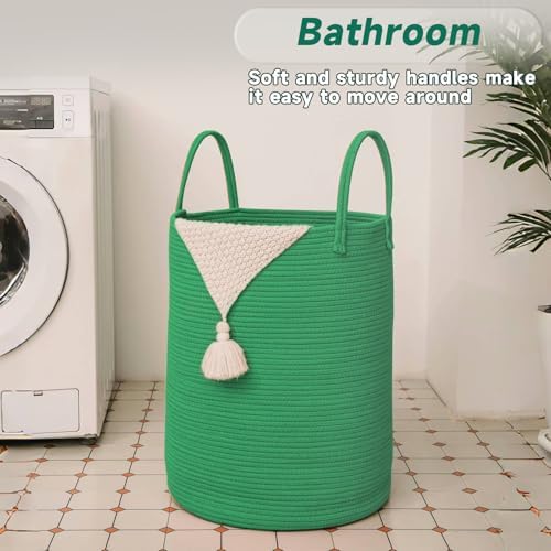 JMvicyroam 80L Cotton Rope Laundry Basket Hamper, Dark Green - Image 5