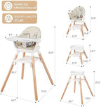 6 in 1 Baby High Chair, Convertible Wooden High Chairs - Image 6