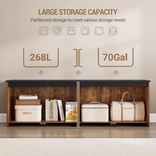 Hzuaneri 59" Farmhouse Storage Chest and Bench | 70 Gal | 330lb Seat - Image 4