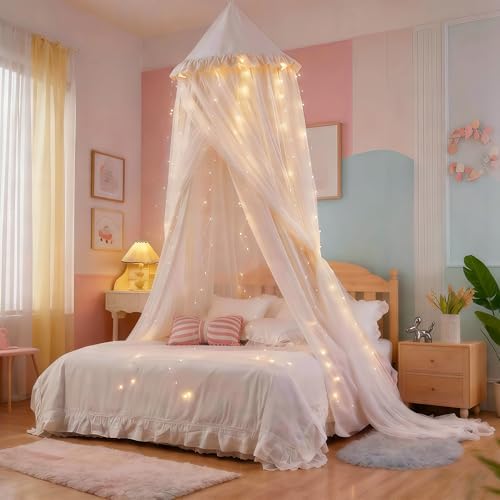 Princess Bed Canopy for Girls, Double Layer Canopy Fits Twin/Full Bed - Image 3