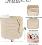 XUANGUO Cotton Rope Basket For Girls Boys Kids 16”X14” - Image 2