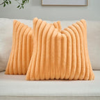 FUTEI Pack of 2 Faux Fur Throw Pillow Covers 18x18 Inch by FUTEI