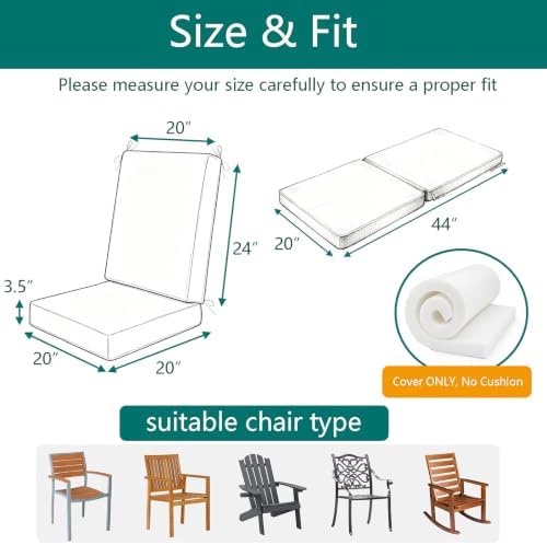Outdoor High Back Dining Chair Cushions Cover 2-Pack - Image 3