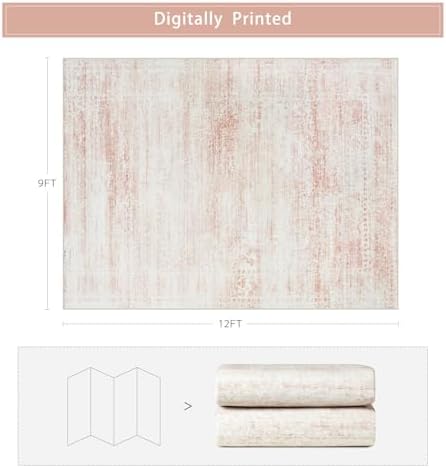 Pink Washable Rugs 9x12 Area Rugs - Image 2