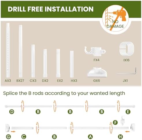 SUNALLY Room Divider Curtain Rod, No Drilling 28-140in Wall Divider - Image 5