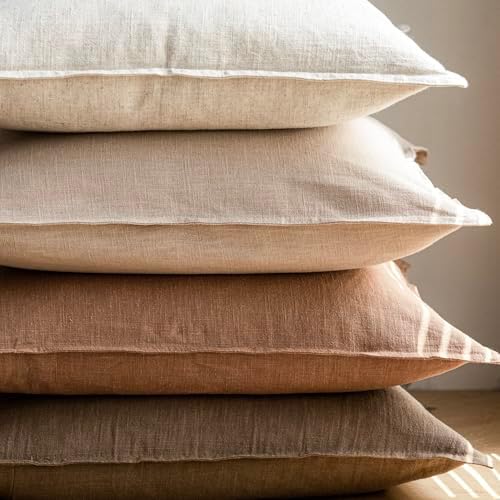 Foindtower Linen Solid Decorative Throw Pillow Covers 22x22 Light Brown - Image 5