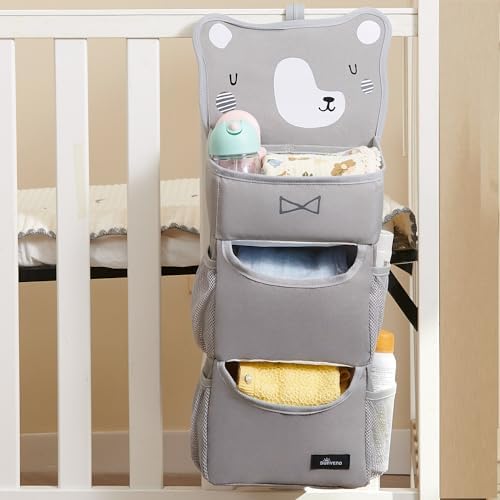 SUNVENO Hanging Diaper Caddy for Crib, Baby Diaper Stacker and Nursery Organizer - Image 5