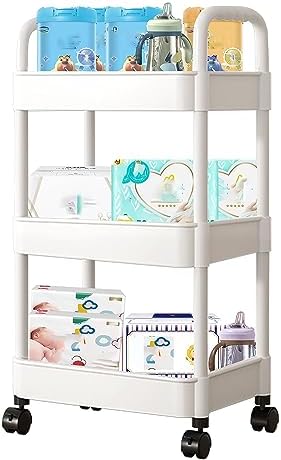Baby Diaper Caddy, Plastic Movable Diaper Cart by Tfulad