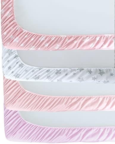 Crib Sheets for Girls 4 Pack, Fitted Baby Crib Sheets - Image 6