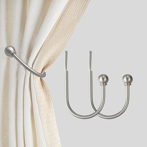 ARNORX Curtain Holdbacks Hooks Solid Steel Hooks Decorative French Ball End by ARNORX