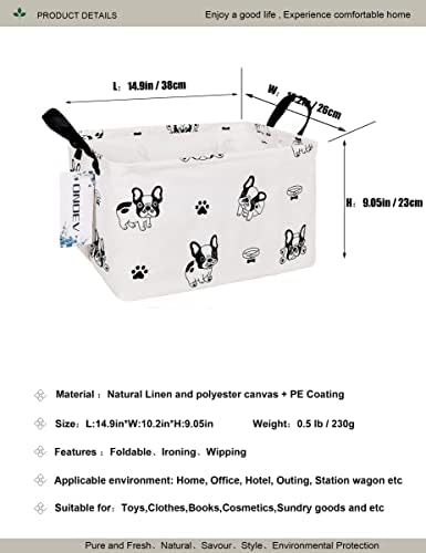 Rectangular Fabric Storage Bin, Foldable Bulldog print Basket - Image 2