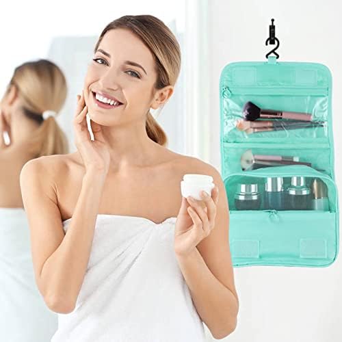 Hanging Toiletry Bag for Women, Portable Mint Green Travel Summer Beach Bag - Image 6