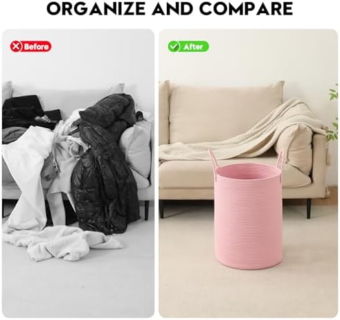 Laundry Basket Hamper Tall Rope Storage Woven - Image 5